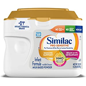 Similac Pro-Sensitive Infant Formula with Iron for Lactose Sensitivity, with 2’FL HMO for Immune Support, Non-GMO, Baby Formu